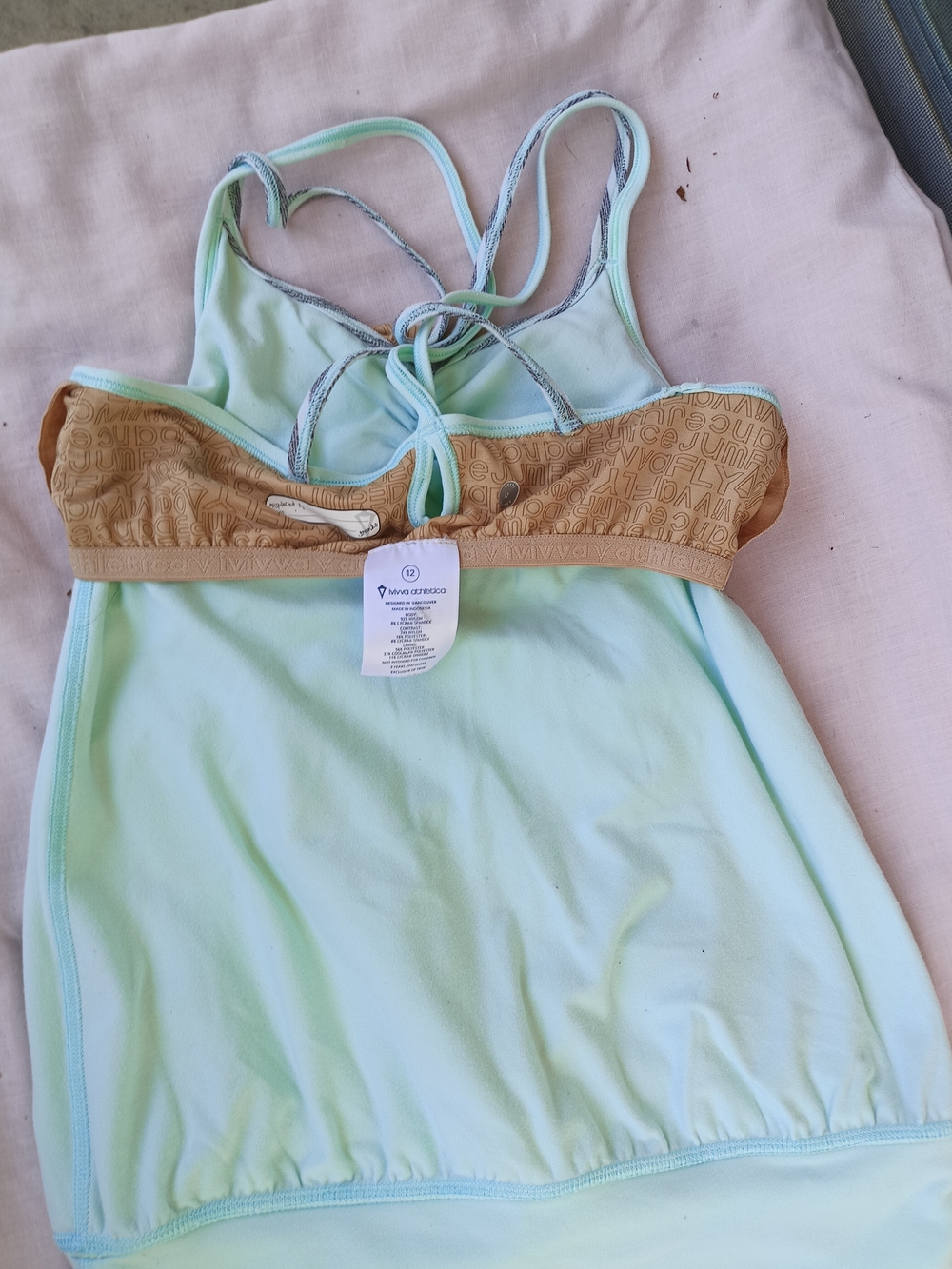 ivivva Athletica Girls Size 12 Mint Athletic Tank with Built-In Shelf Bra - Picture 6 of 9